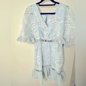 Selfie Leslie Leafy Embroidered Dress Baby Blue Size US M